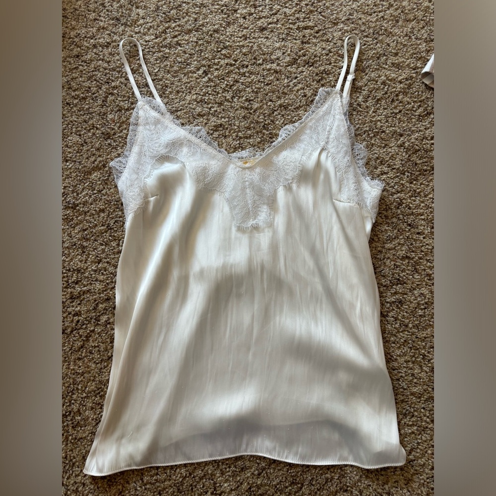 Silk White Lace Detail Top